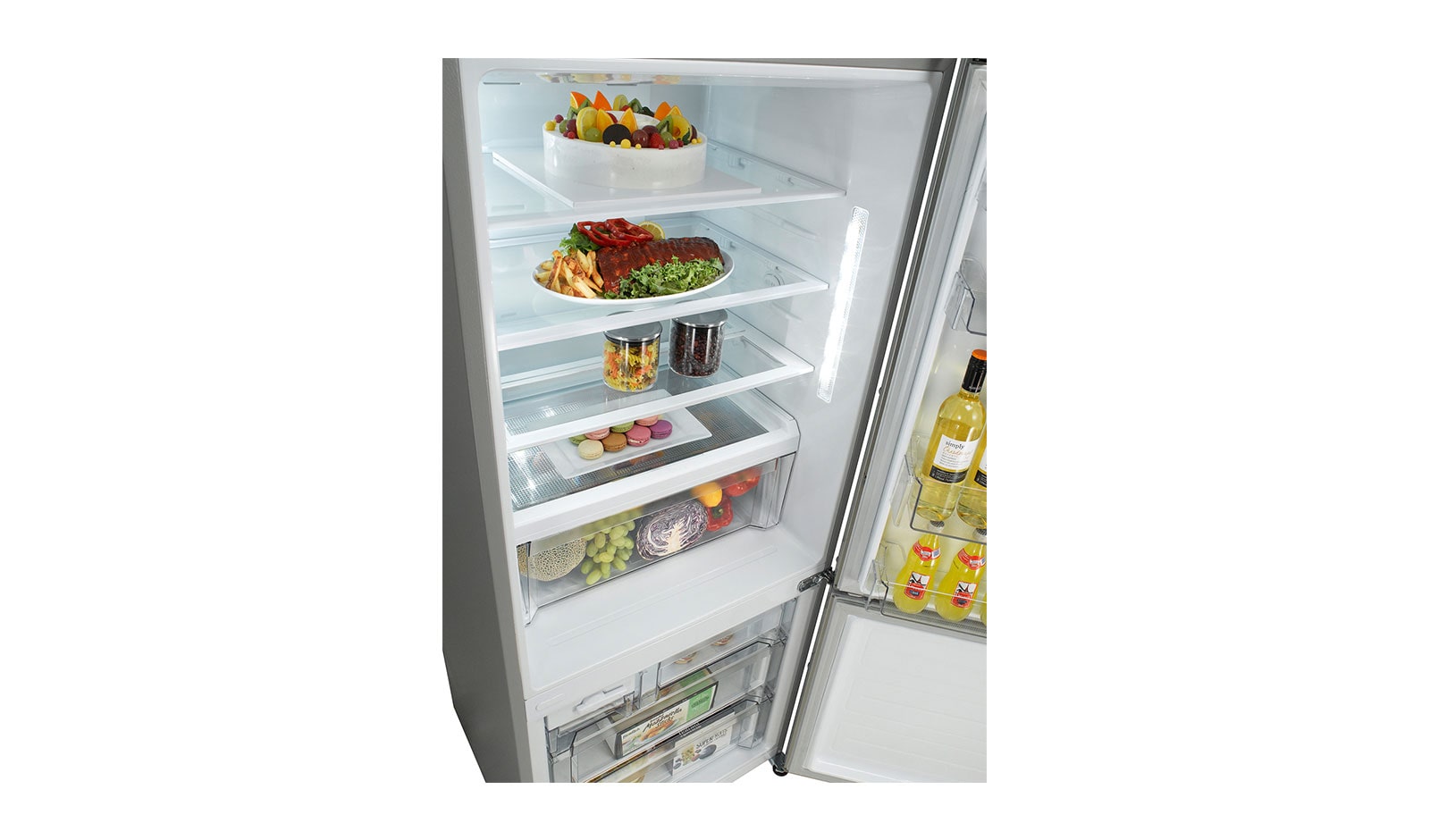 LG 440L Shiny Steel Bottom Freezer Fridge with Hygiene Fresh, GC-F559BLDZ
