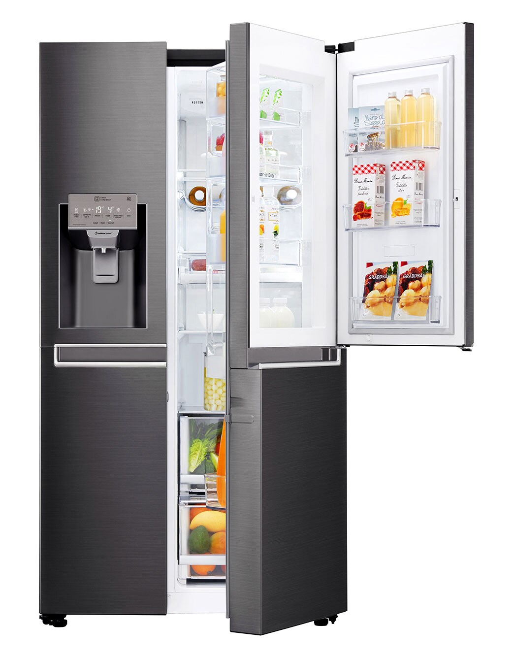 665L Black Stainless Steel Side by Side Fridge, Door-in-Door™ - GC