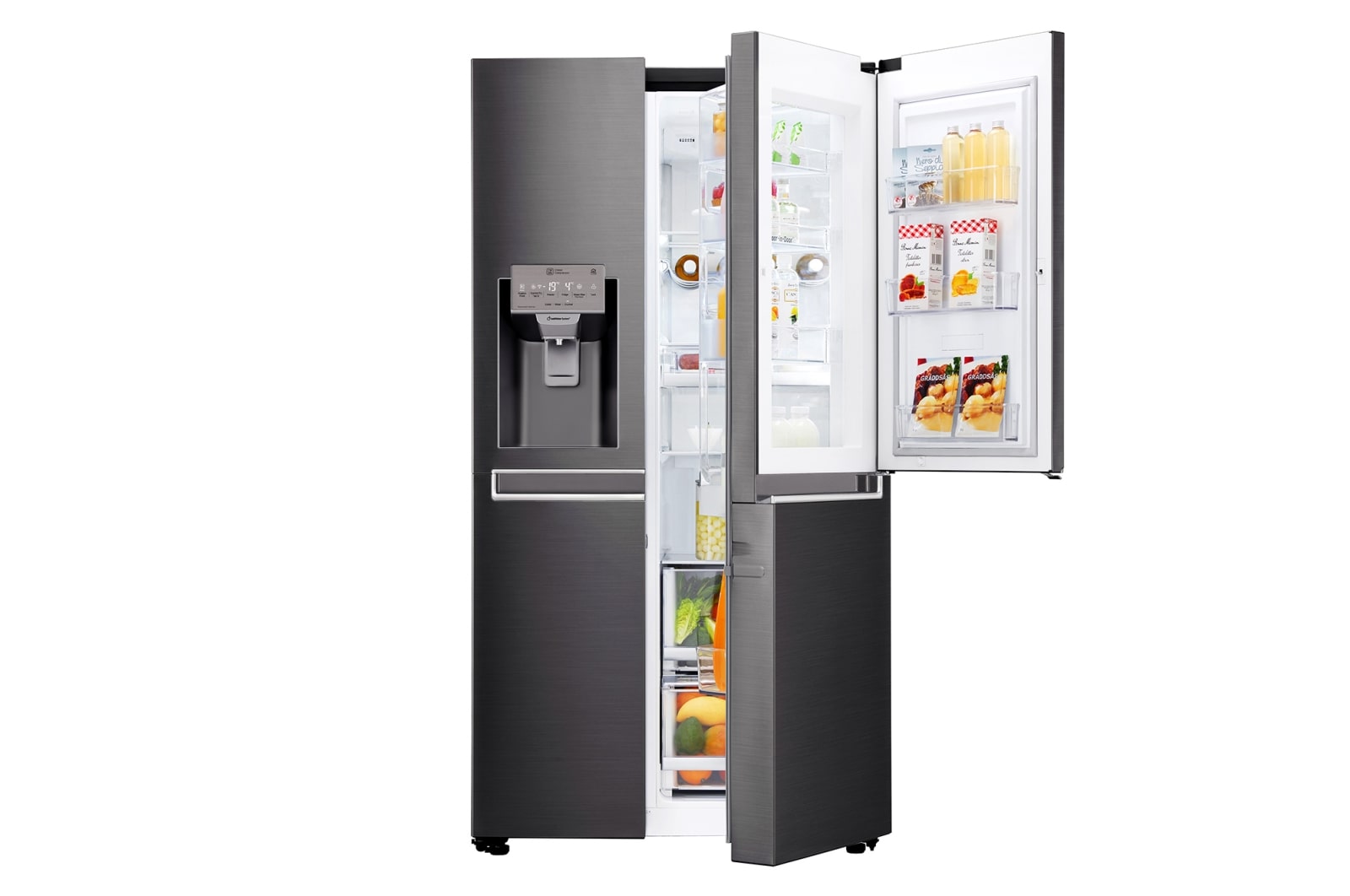 Fridge Freezers : 665L Black Stainless Steel Side by Side Fridge, Door-in-Door® GC-J247CKBZ