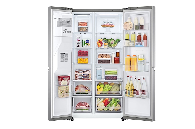 LG 617L Door-in-Door Non Plumbed Side by Side Fridge with Uvnano™ Water Dispenser in Stainless Finish, GC-J257SLRS