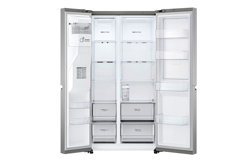 LG 617L Door-in-Door Non Plumbed Side by Side Fridge with Uvnano™ Water Dispenser in Stainless Finish, GC-J257SLRS