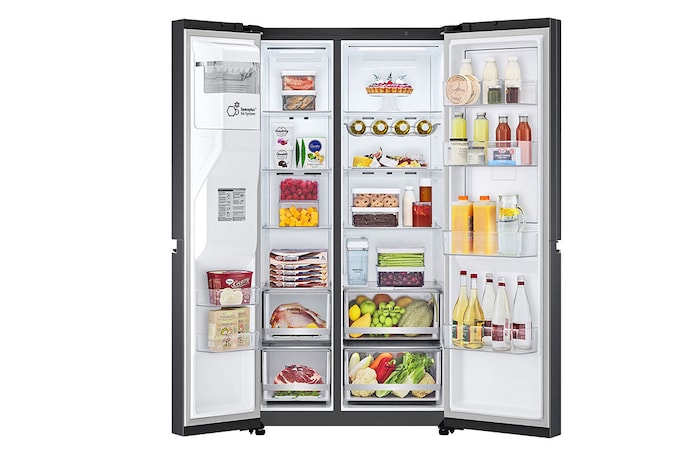 LG 674L Door-in-Door Non Plumbed Side by Side Fridge with Uvnano™ Ice & Water Dispenser in Black Finish, GC-J257SQ2W