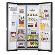 LG 617L Door-in-Door Non Plumbed Side by Side Fridge with Uvnano™ Ice & Water Dispenser in Black Finish, GC-J257SQ2W