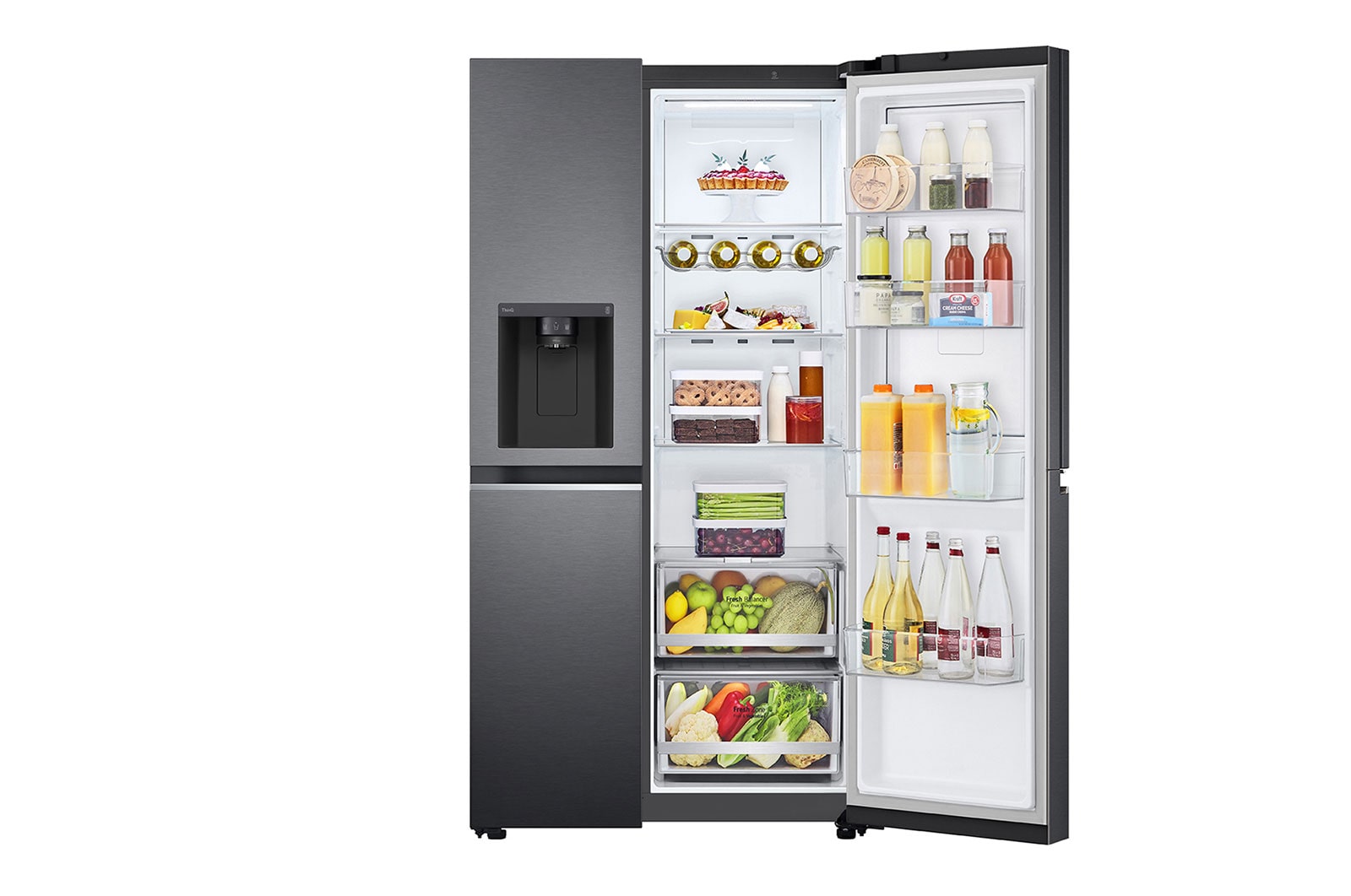 LG 611L Side by Side Fridge with Uvnano™ Water Dispenser in Black Finish, GC-J257SQKS