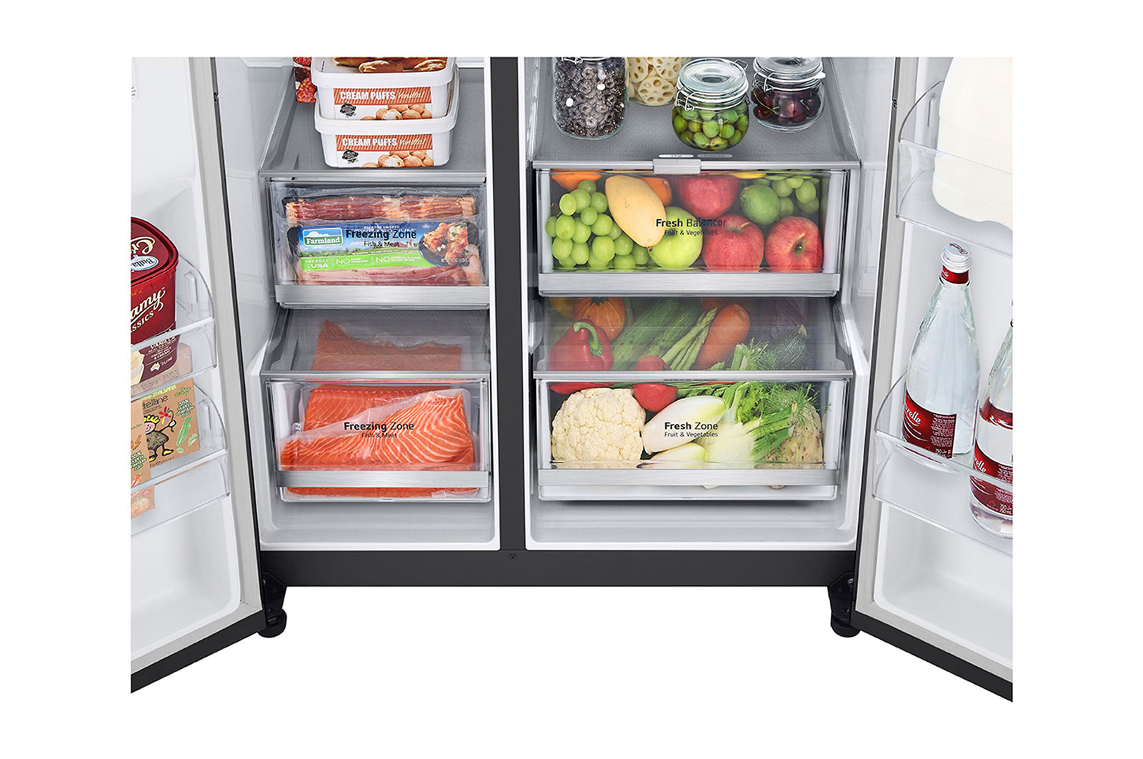 LG 611L Side by Side Fridge with Uvnano™ Water Dispenser in Black Finish, GC-J257SQKS