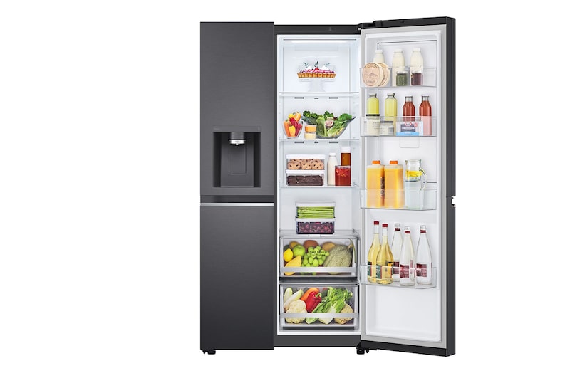 LG 674L Door-in-Door Side by Side Fridge with Uvnano™ Water Dispenser in Black Finish, GC-J307CQFS
