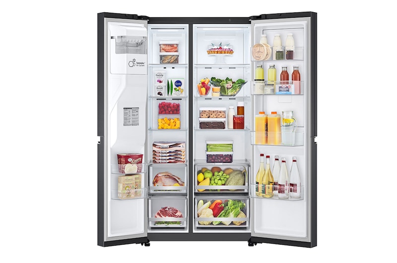 LG 674L Door-in-Door Side by Side Fridge with Uvnano™ Water Dispenser in Black Finish, GC-J307CQFS