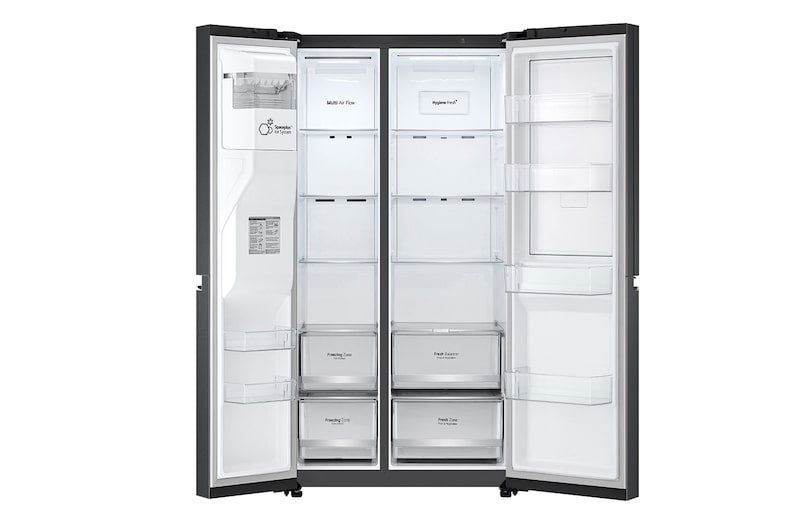 LG 674L Door-in-Door Side by Side Fridge with Uvnano™ Water Dispenser in Black Finish, GC-J307CQFS