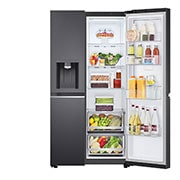 LG 674L Door-in-Door Side by Side Fridge with Uvnano™ Water Dispenser in Black Finish, GC-J307CQFS