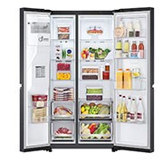 LG 674L Door-in-Door Side by Side Fridge with Uvnano™ Water Dispenser in Black Finish, GC-J307CQFS