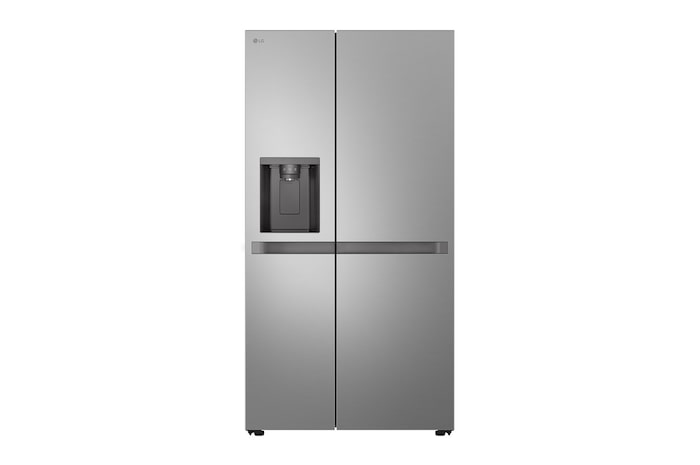 Front view of 625L Non Plumbed Side by Side Fridge with Ice and Water Dispenser in Stainless Finish, GC-L257KLKW