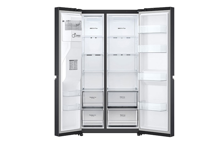 LG 674L Side by Side Fridge with Uvnano™ Ice & Water Dispenser in Black Finish, GC-L257SQSL