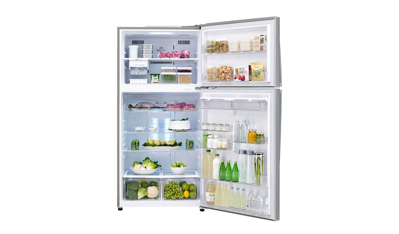 LG 481L Shiny Steel Top Fridge Freezer - GN-B602HLPL, GN-B602HLPL