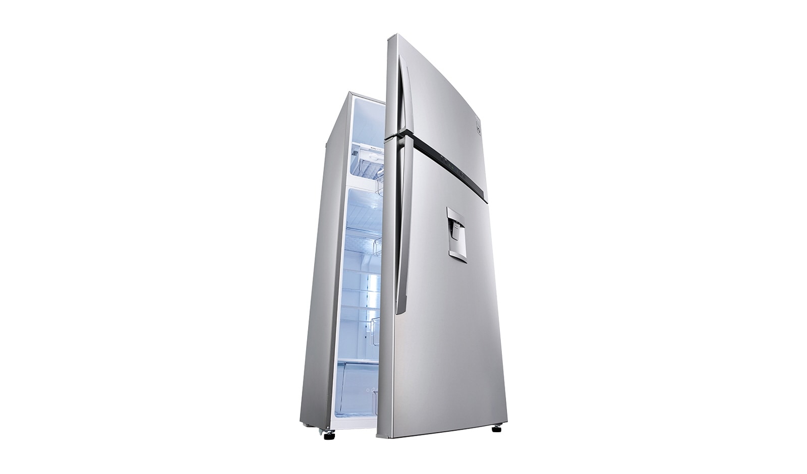 LG 481L Shiny Steel Top Fridge Freezer - GN-B602HLPL, GN-B602HLPL