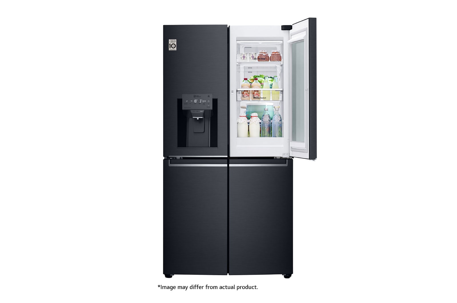 LG 889L Matte Black, 4 Door InstaView Door-in-Door Fridge, GR-X31FTKHL