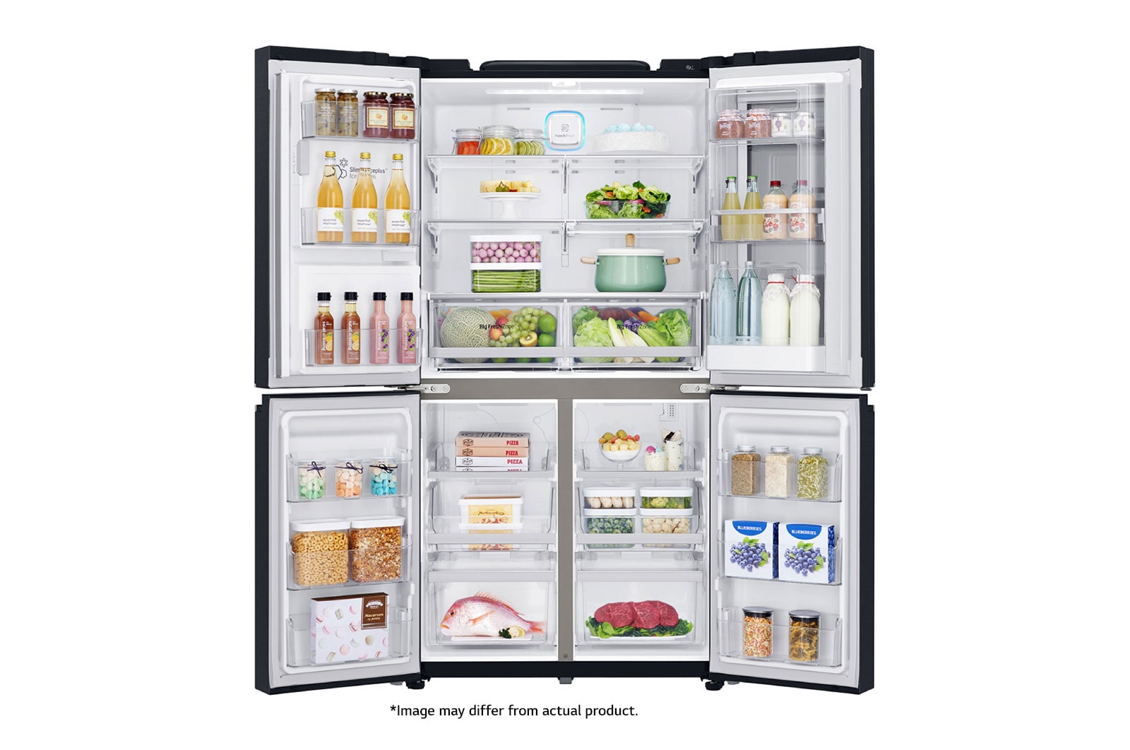 LG 889L Matte Black, 4 Door InstaView Door-in-Door Fridge, GR-X31FTKHL