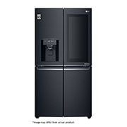 Front view of 889L Matte Black, 4 Door InstaView Door-in-Door Fridge GR-X31FTKHL