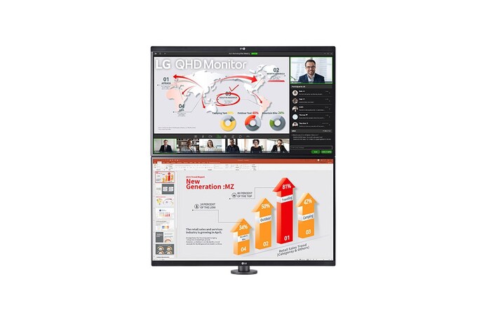 LG 27'' QHD Monitor Ergo Dual with USB Type-C™ and Daisy Chain, 27QP88D-BS