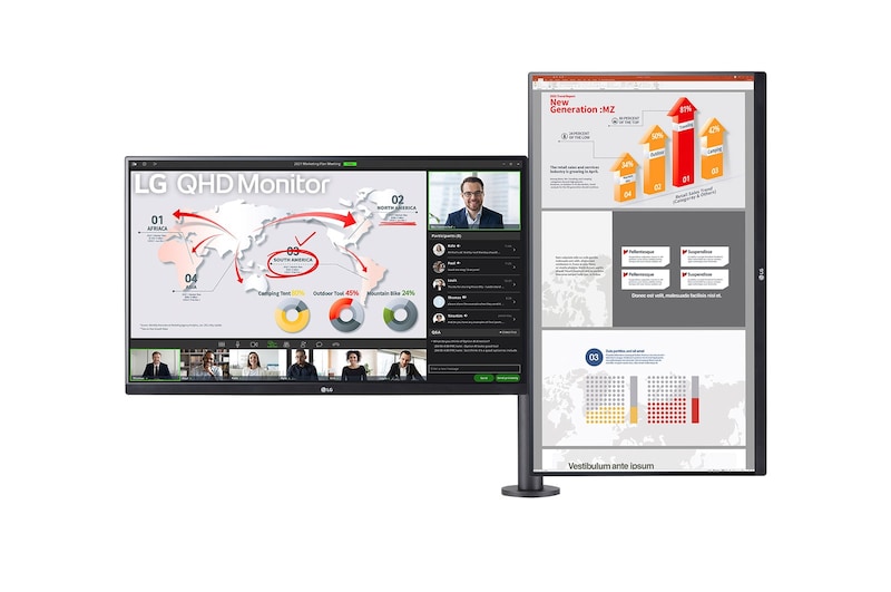 LG 27'' QHD Monitor Ergo Dual with USB Type-C™ and Daisy Chain, 27QP88D-BS