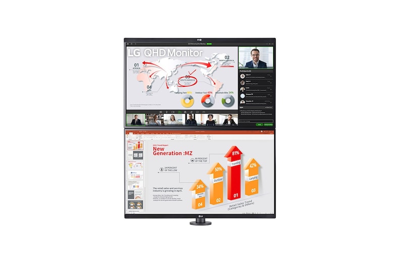 LG 27'' QHD Monitor Ergo Dual with USB Type-C™ and Daisy Chain, 27QP88D-BS