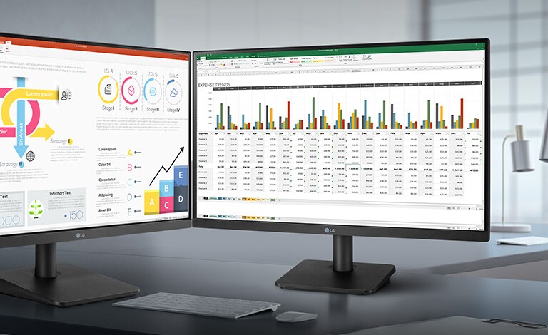 This display has slim bezel on three sides and optimized work environment