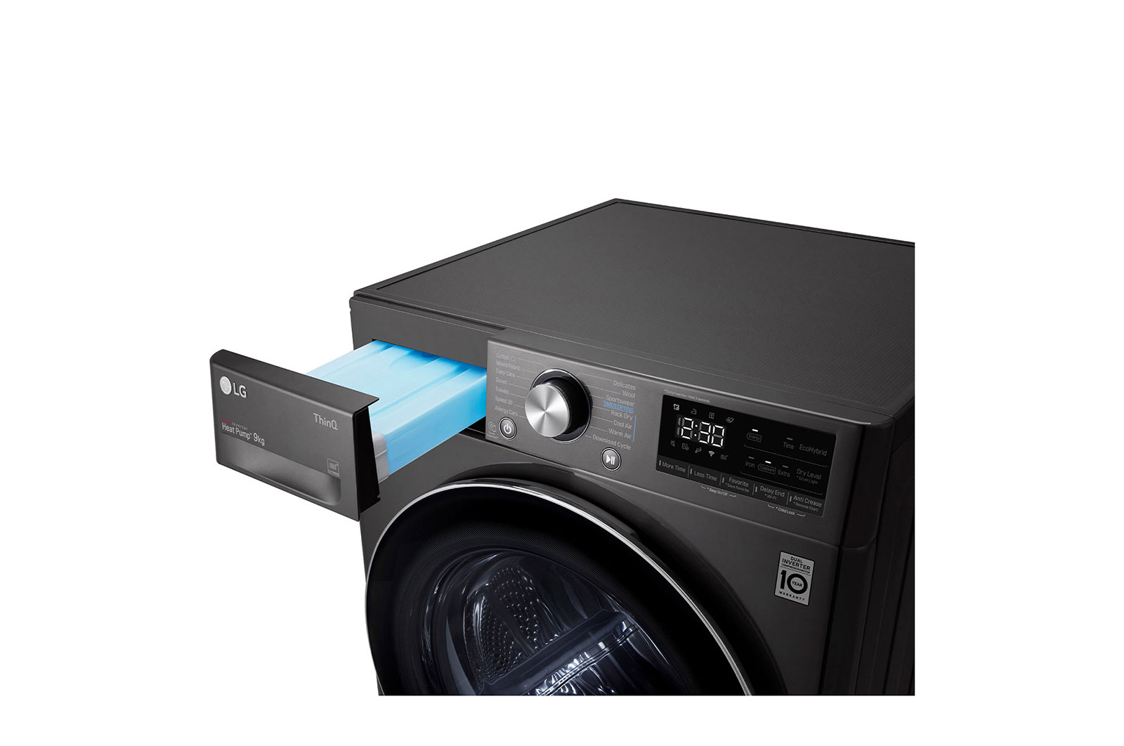 LG 9kg A+++ -10 Dual Inverter Heat Pump Dryer in Black Finish, RH90V9JV2N