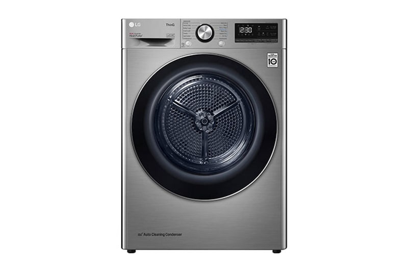 Front view of 9kg A+++ Dual Inverter Heat Pump Dryer in Stainless Finish RH90V9PV8N