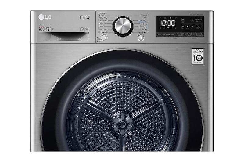 LG 9kg A+++ Dual Inverter Heat Pump Dryer in Stainless Finish, RH90V9PV8N