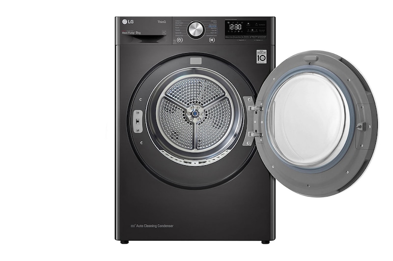 LG 9kg A+++ -10 Dual Inverter Heat Pump Dryer in Black Finish, RC90V9JV2W