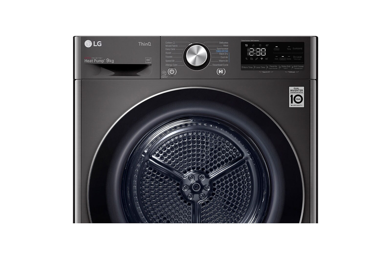 LG 9kg A+++ -10 Dual Inverter Heat Pump Dryer in Black Finish, RC90V9JV2W