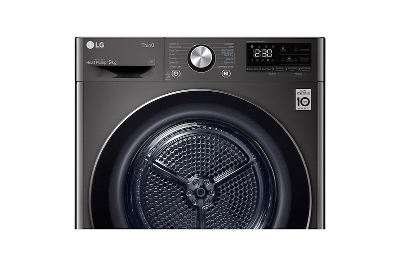 LG 9kg A+++ -10 Dual Inverter Heat Pump Dryer in Black Finish, RC90V9JV2W