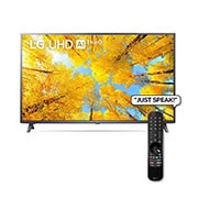 A front view of the LG UHD TV with infill image and product logo on