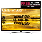 Front view of LG NanoCell TV 75 inch SM9000 Series Cinema Screen Design 4K Cinema HDR WebOS Smart TV w/ ThinQ AI Full Array Dimming 75SM9000PVA