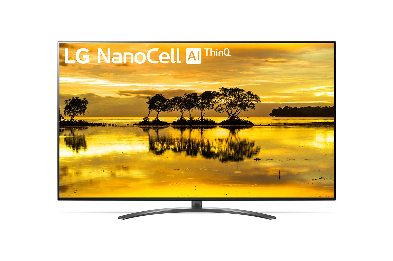 Front view of LG NanoCell TV 75 inch SM9000 Series Cinema Screen Design 4K Cinema HDR WebOS Smart TV w/ ThinQ AI Full Array Dimming 75SM9000PVA