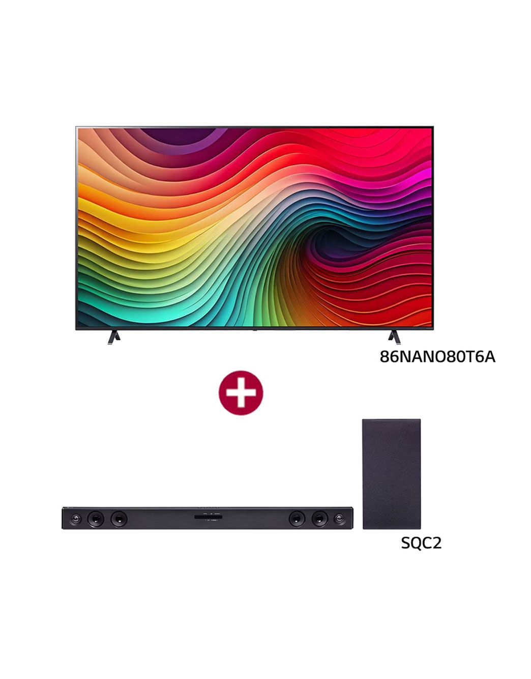 86 Inch LG NanoCell NANO80 4K Smart TV and LG SQC2 Soundbar