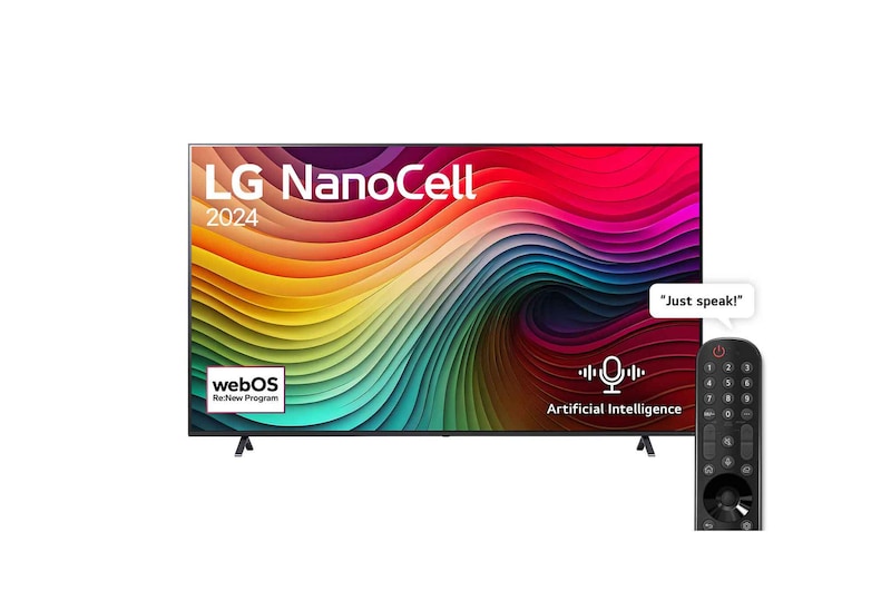 Front view of TV with Remote