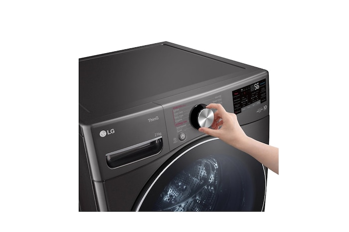LG 21kg Front Loader Washer with AI DD™ & Steam in Black Finish, F0P2CYV2E