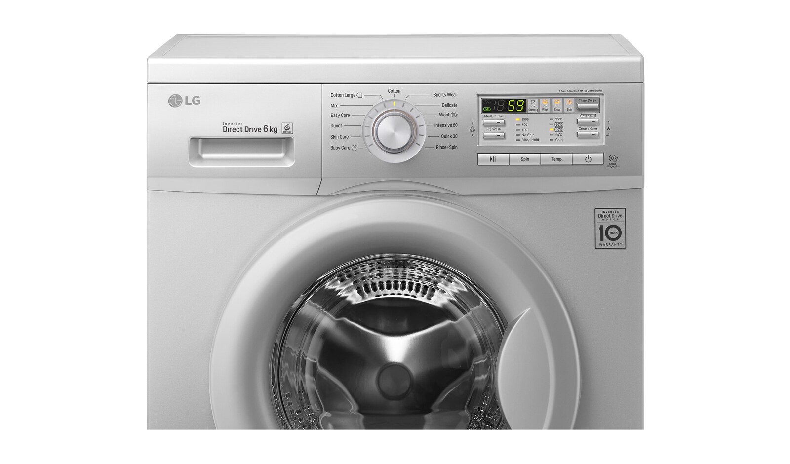 LG 6kg Silver Front Load Washing Machine, F10B8NDP25