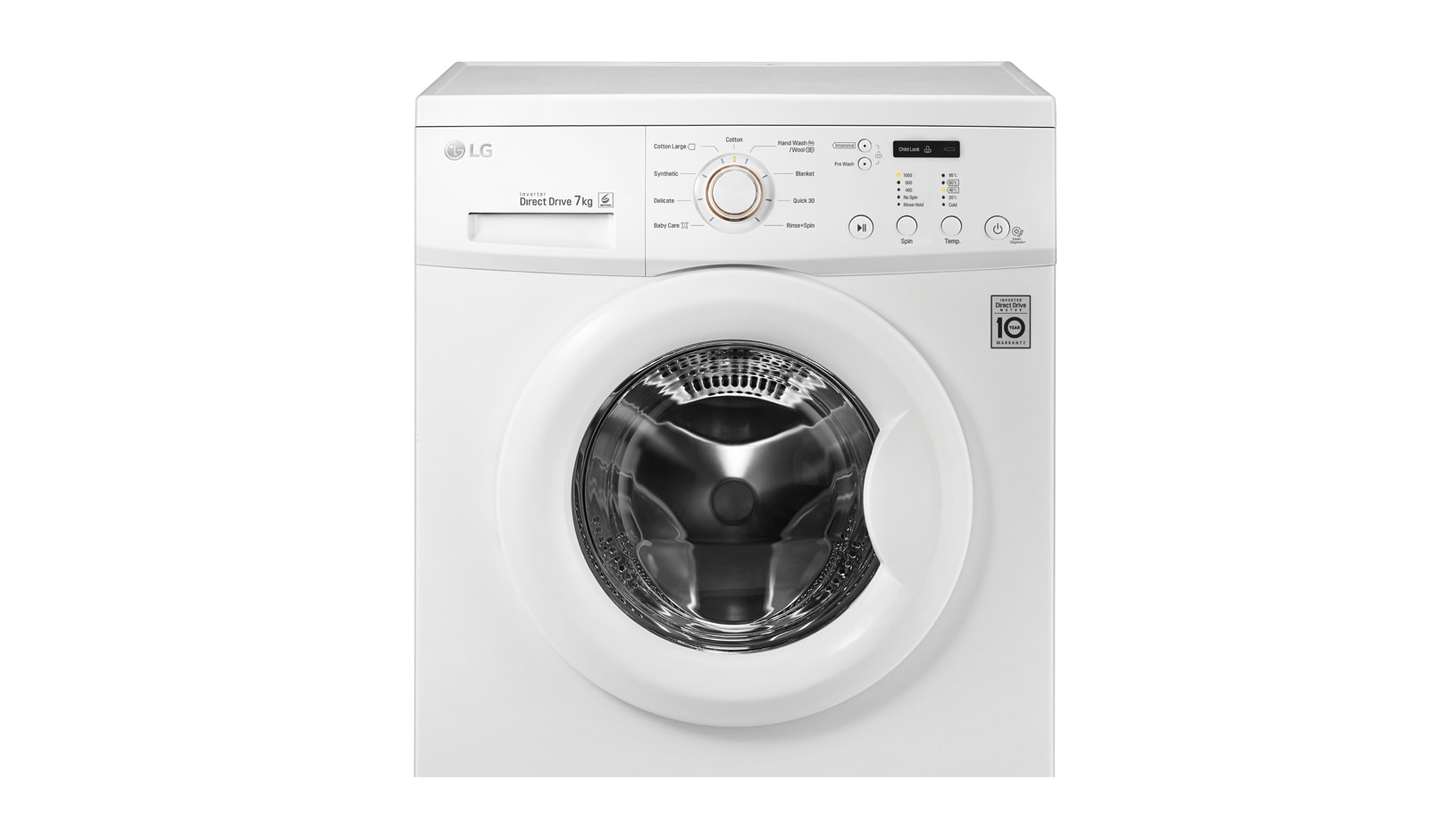 LG 7kg White  Front Loader Washing Machine, F10C3QDP