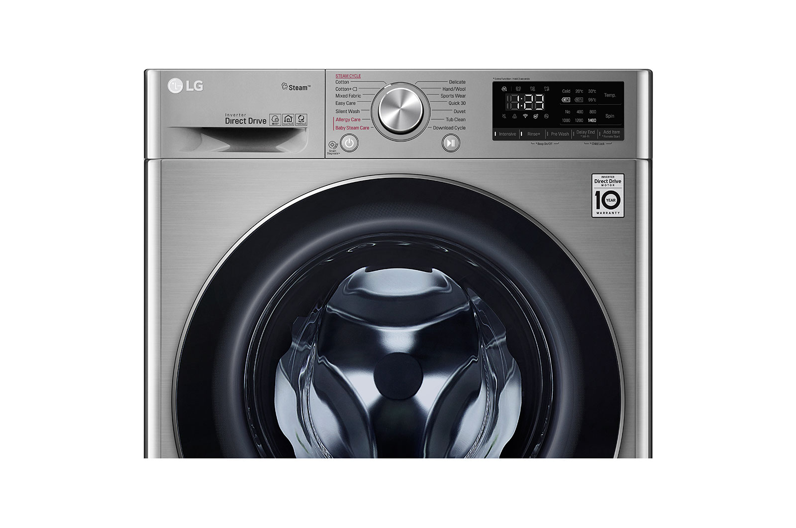 LG 8.5kg Front Loader Washer with AI DD™ & Steam in Stainless Finish, F2V5GYP2TE