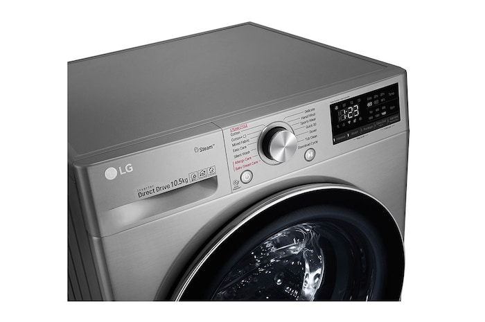 LG 10.5kg Front Loader Washer with AI DD™ & Steam in Stainless Finish, F4V5RYP2T