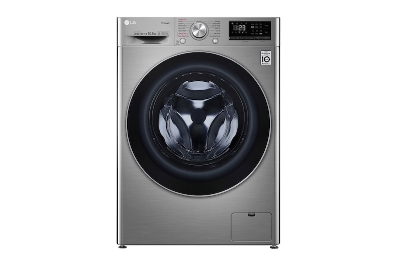 LG 10.5kg Front Loader Washer with AI DD™ & Steam in Stainless Finish, F4V5RYP2T
