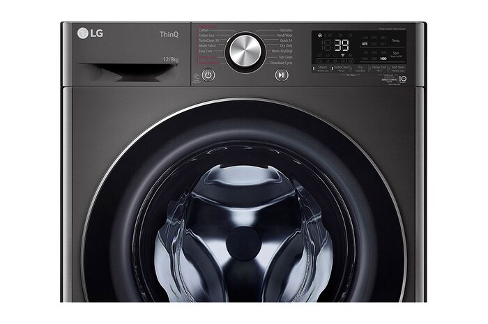 LG 12/8kg Front Loader Washer Dryer Combo with AI DD™ & Steam in Black Finish, F4V9BCP2E