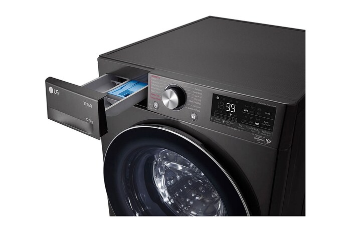 LG 12/8kg Front Loader Washer Dryer Combo with AI DD™ & Steam in Black Finish, F4V9BCP2E