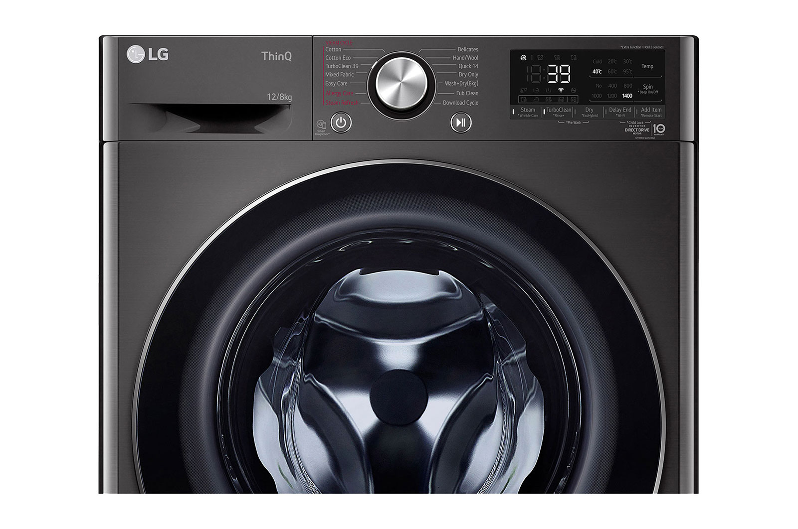 LG 12/8kg Front Loader Washer Dryer Combo with AI DD™ & Steam in Black Finish, F4V9BCP2E