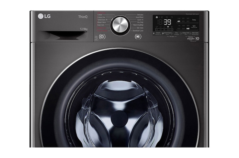 LG 12/8kg Front Loader Washer Dryer Combo with AI DD™ & Steam in Black Finish, F4V9BCP2E