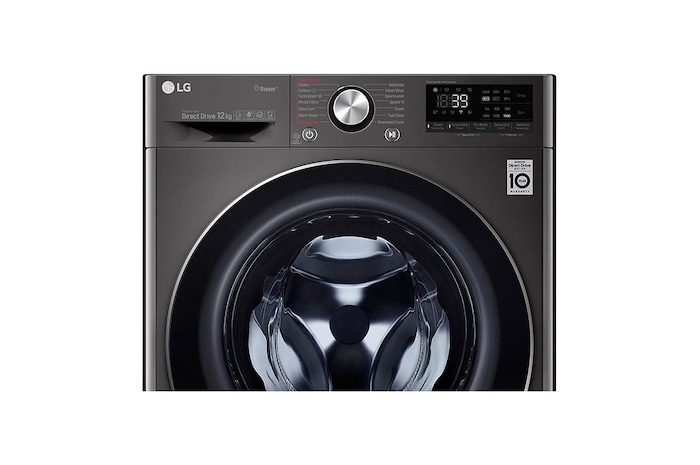 LG 12kg Front Loader Washer with AI DD™ & Steam in Black Finish, F4V9BWP2E