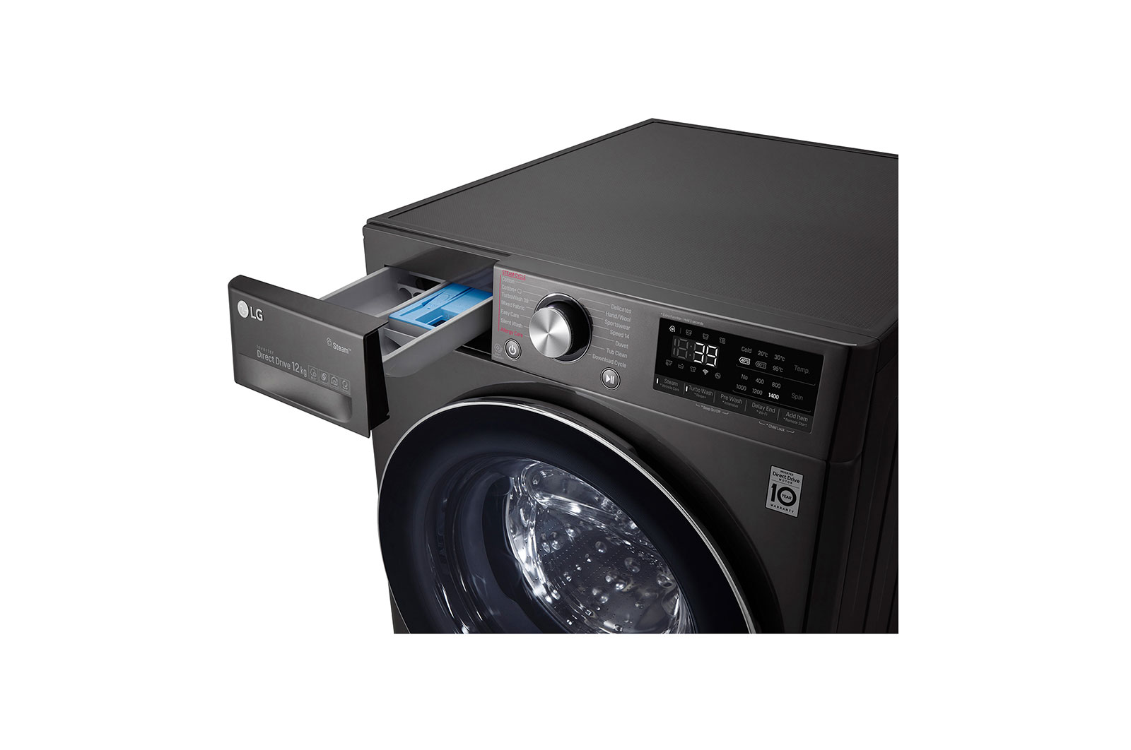 12kg Front Loader Washer with AI DD Steam in Black Finish F4V9BWP2E LG ZA