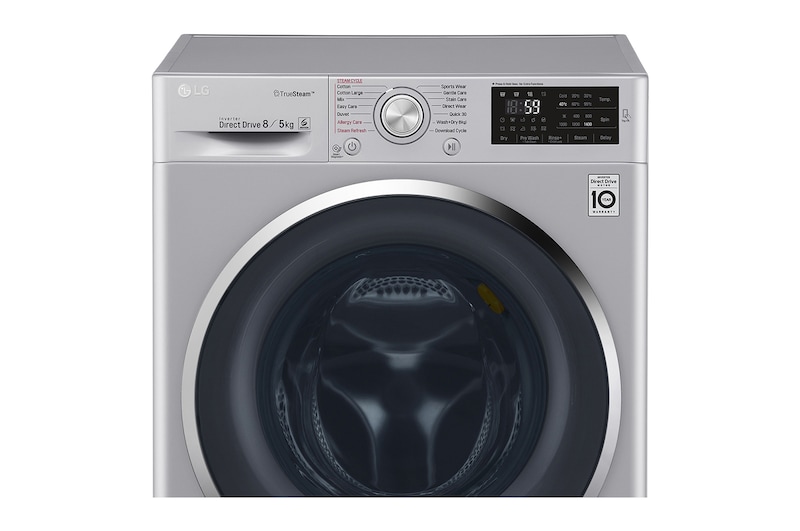 LG 8kg Silver Front Loader Washer Dryer Combo, FH4U2TDHP5N