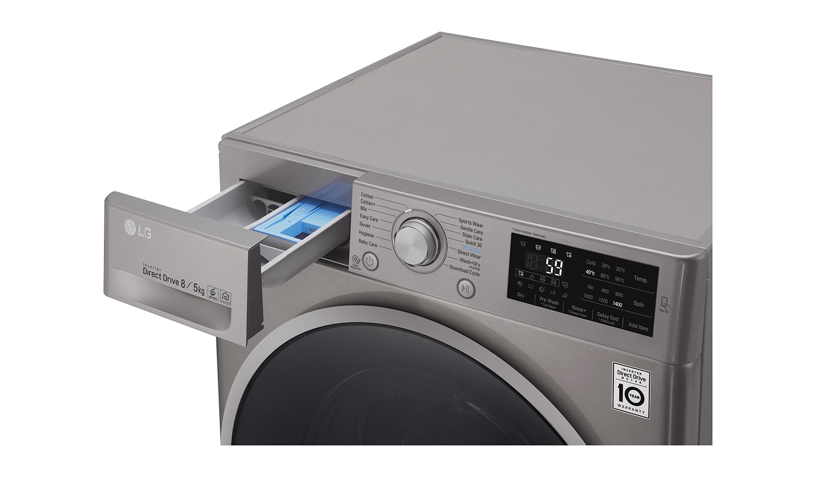 LG 8kg Wash / 5kg Dry Silver Washer Dryer Combo, FH4U2TMP8S